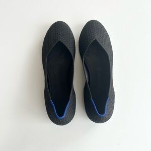 Rothy's Black Flats with Blue Trim